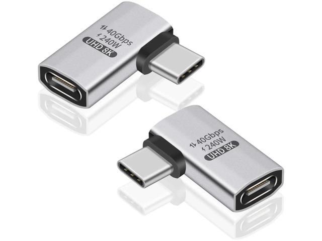 240W Right Angle USB C Adapter, 40Gbps USB C 90 Degree Adapter Male to ...