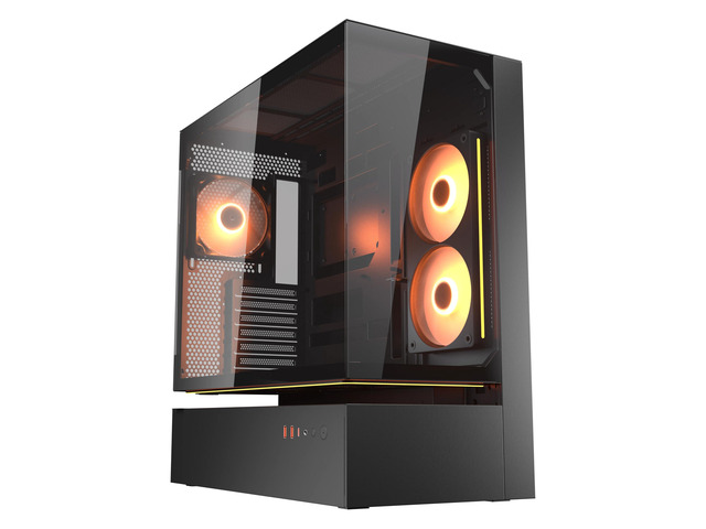 COUGAR CFV235 - Mid-Tower Panoramic PC CaseCentral Floating VentilationAurora RGB Lighting StripUnity 240 single-frame PWM Fans Preinstalled - 430mm GPU Compatible, Black
