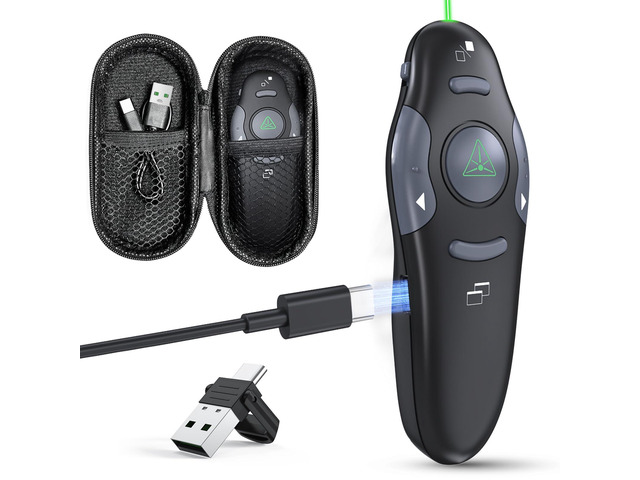 Presentation Clicker with Case Storage Wireless Presenter Remote USB ...