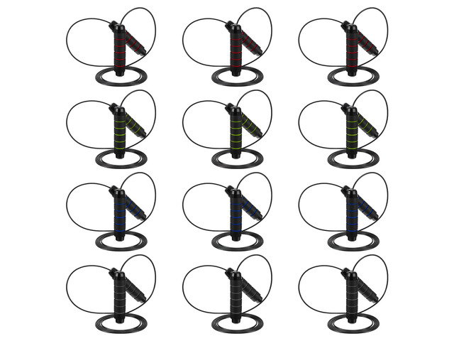 12 Pieces Jump Ropes with Ball Bearings, Adjustable Speed Jumping Rope ...