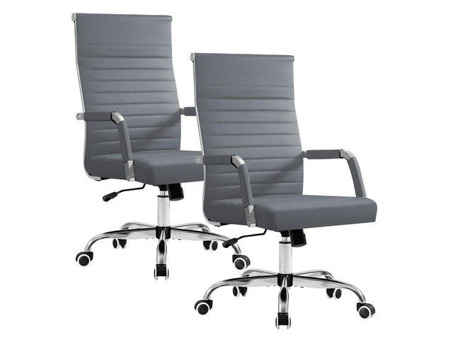 Ergonomic Swivel Chair Set of 2 Lumbar Support Leather Meeting Chairs