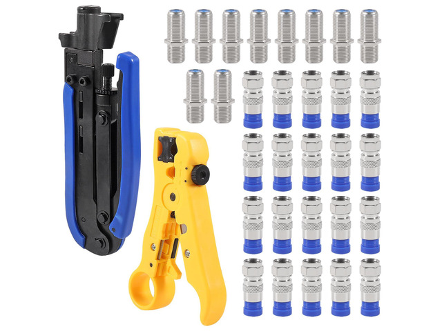 30Pcs F Type RG6 Compression Connectors Coaxial Cable Crimper Kit with ...