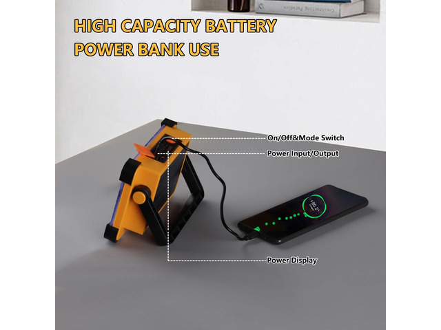 YXQUA 120W Solar Rechargeable Work Light – 144 LEDs, 10,000 Lumen, Portable Flood Light, Yellow, USB Included