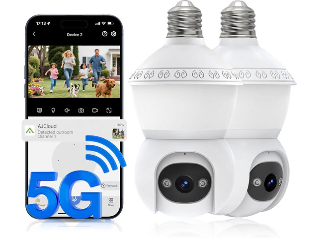 Light Bulb Security Camera, 5G/2.4GHz WiFi Lightbulb Cameras Outdoor ...