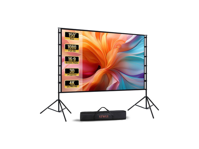 Projector Screen with Stand 150 Inch Outdoor Movie Backyard Theater