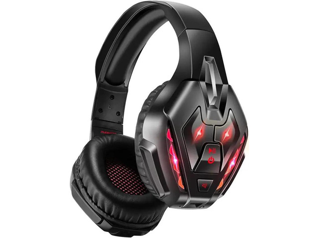 WISDUM PHOINIKAS Gaming Headset for one, PS5, PC, PS4 Headset with 7.1 Stereo Sound, Bluetooth Wireless Headset for Phone, Over Ear Headphones with Noise Cancelling Detachable Mic, Bluetooth Up to 40h