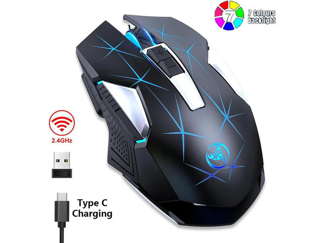 2.4G RF Wireless Gaming Mouse, 600mAh Rechargeable Gaming Mice, Optical ...