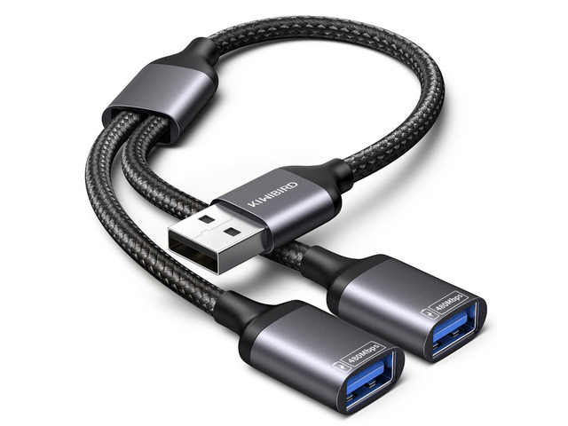 Usb Double R Spliter USB Splitter 1 in 2 Out, USB Splitter Cable, Double Dual Port Adapter ...