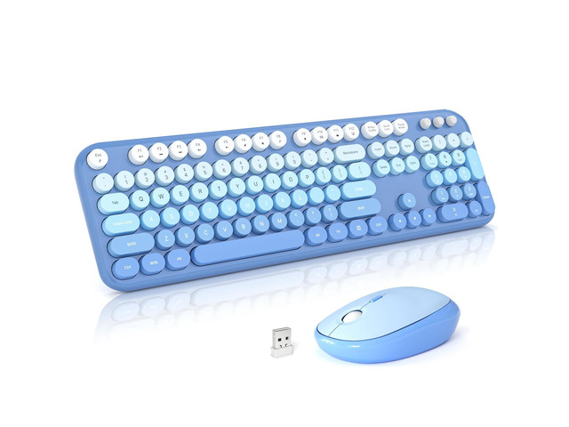 Atelus Wireless Keyboard Mouse Combo, Typewriter Full Size Keyboard ...