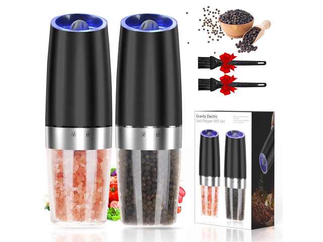 Gravity Electric Salt and Pepper Grinder Set Automatic Salt and Pepper ...