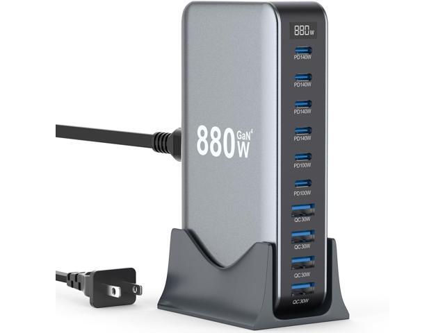 880W USB C Charger Block 10 Port GaN Fast Charging Station for Laptops