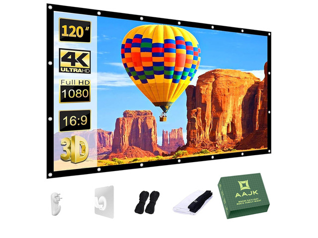 16:9 Portable Projector Screen - 120" Washable Outdoor Movie Screen