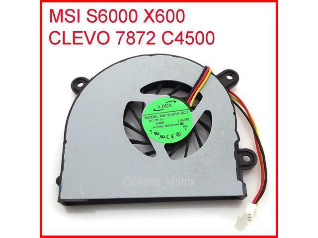 AB7205HX-GC1 (JAL50) DC5V 0.40A For CLEVO 7872 C4500 MSI S6000 X600 Laptop CPU Cooler Cooling Fan