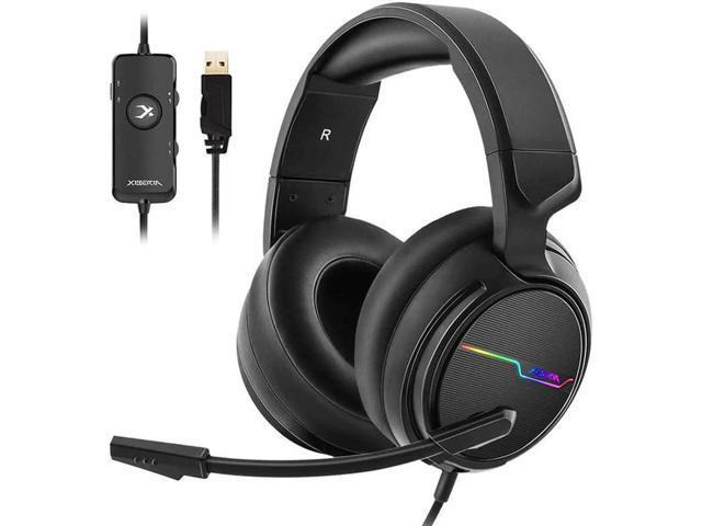 Xiberia V20 Gaming Headphones USB 7.1 Headset for PC Game Computer Bass Stereo Earphones with Microphone LED Light