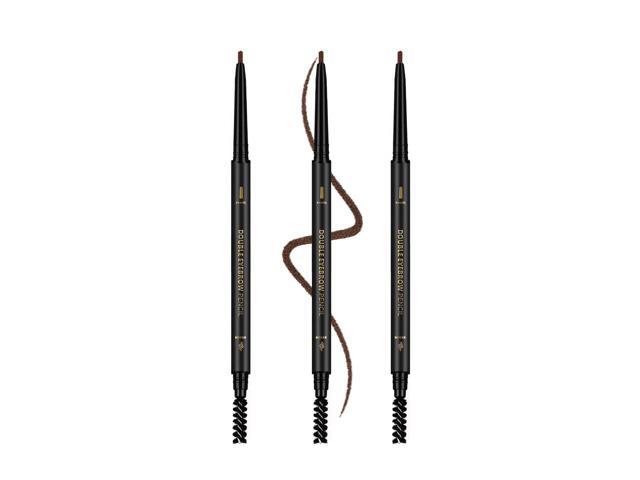 Waterproof Eyebrow Pencil 3-Piece Pack Sweatproof Daily Smudgeproof Brown