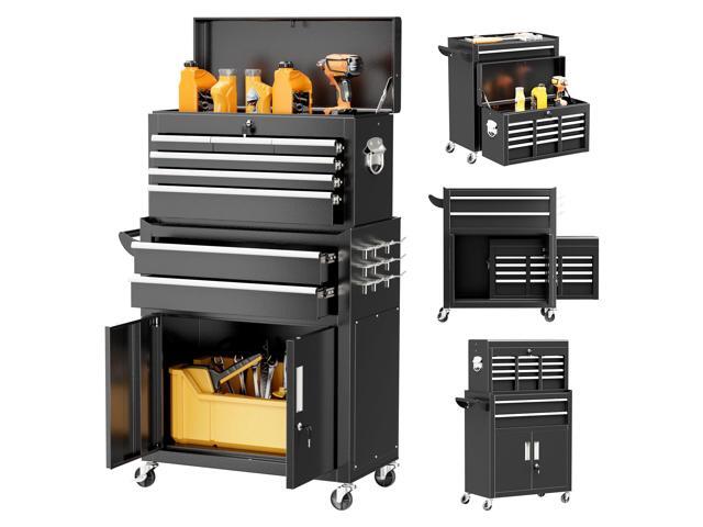 Heavy Duty Rolling Tool Chest 8 Drawer Steel Storage Cart with Hooks
