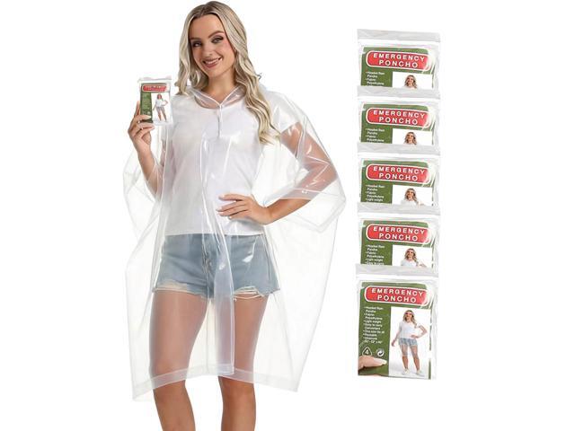 Disposable Rain Ponchos, 5-Pack