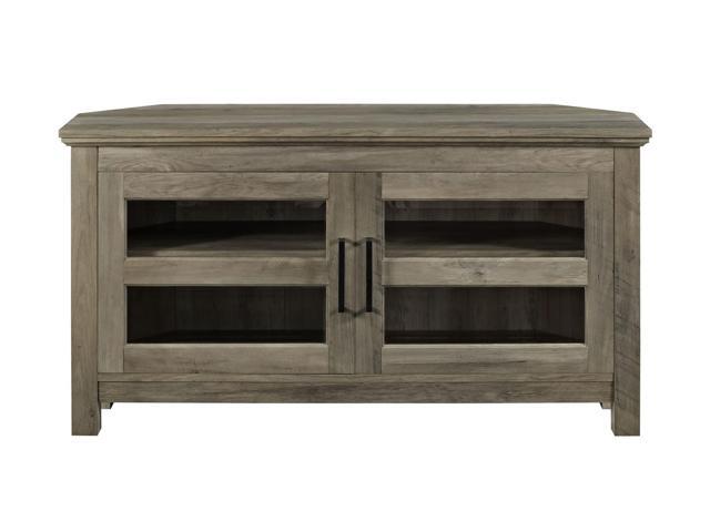 WE Furniture 44" Hallway Corner Wood TV Console - Grey Wash