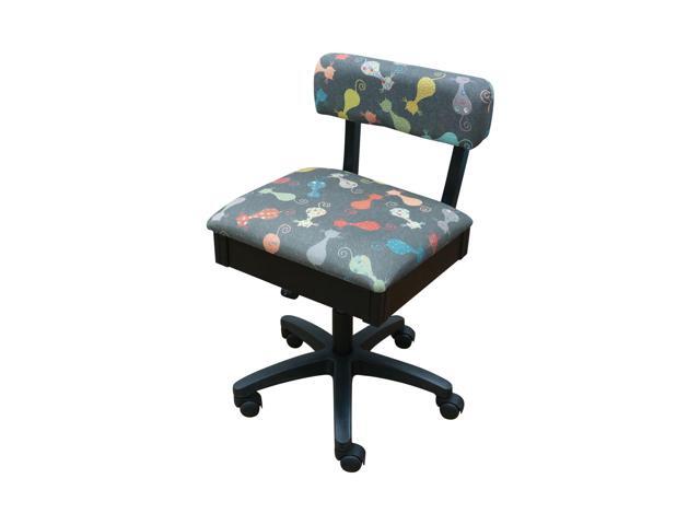 Arrow Craft Sewing Room Height Adjustable Cat S Meow Hydraulic Black Frame Sewing Chair Newegg Com