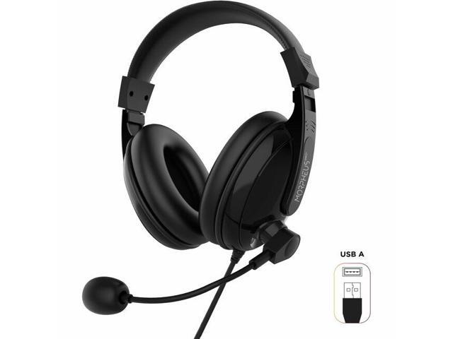 Morpheus 360 Deluxe Multimedia Stereo USB Headset - Adjustable Microphone - Lightweight Comfortable Design - Soft Eco Leather Ear Cushions - Over Ear - Black - HS3500SU