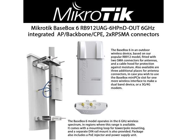 Mikrotik BaseBox 6 6GHz Integrated AP/Backbone/CPE W/ Two SMA ...