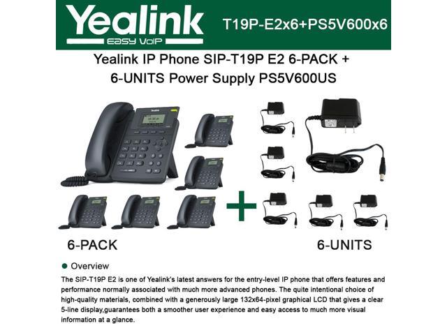 Yealink Ip Phone Sip T19p E2 6 Pack 1 Line 6 Units Power Supply Ps5v600us Newegg Com