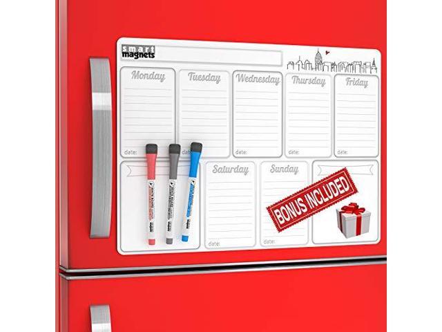 Memo Fridge Calendar For Adults And Kids |its considered regular strength magnet border Easy To Write And Wipe Memo Board weekly meal planner Useful magnetic shopping list Magnetic WhiteBoard