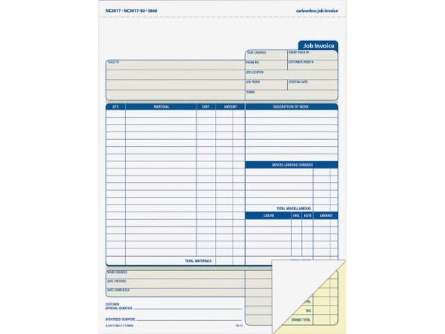 Adams Job Invoice Forms 2-Part Corbels 100 St./BK 8-1/2"x11-7/16 ...