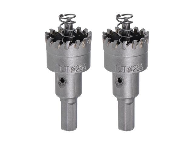 Carbide Hole Cutter 25.5mm Hole Saw Drill Bit High Density Cemented Carbide Teeth Triangular Shank for Stainless Steel Sheet Metal 2 Pcs