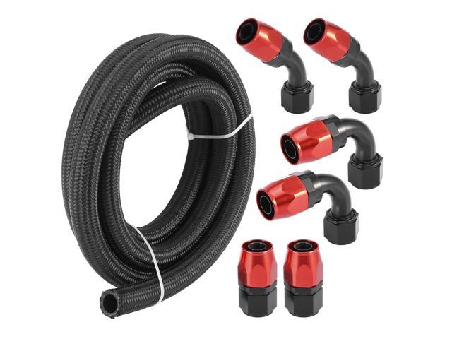 3/8" Stainless Steel Nylon Braided Fuel Line 6AN Hose End Fitting Kit 10Ft 