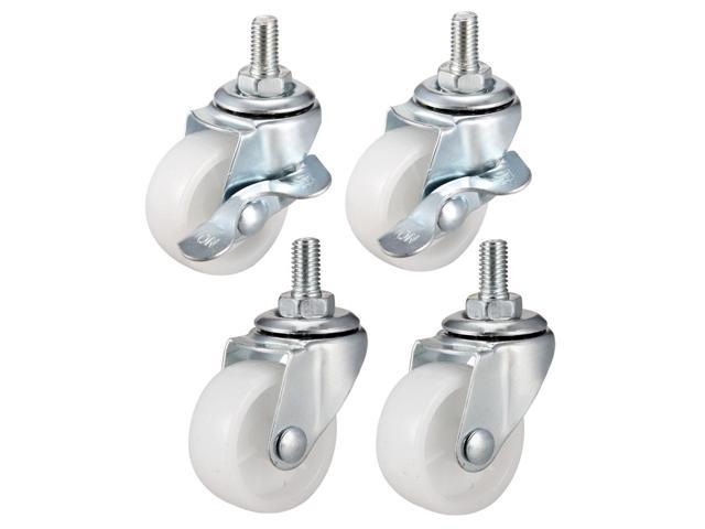 Furniture Casters 1.5 Inch Twin Wheel with Brake Plate Swivel Caster 2 Pcs 