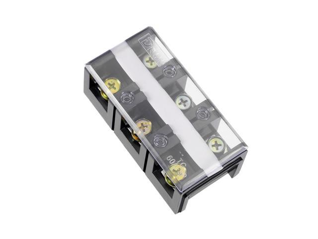 5 Pcs 10 Positions Dual Rows 600V 25A Screw Wire Barrier Block Terminal Strip Block TB-2510L with Removable Clear Plastic Insulating Cover 