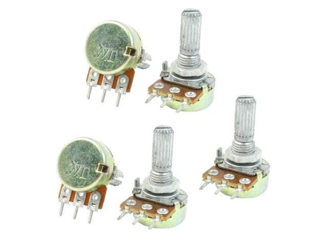 20k Ohm B20k Single Linear Knurled Shaft Taper Potentiometer 5 Pcs