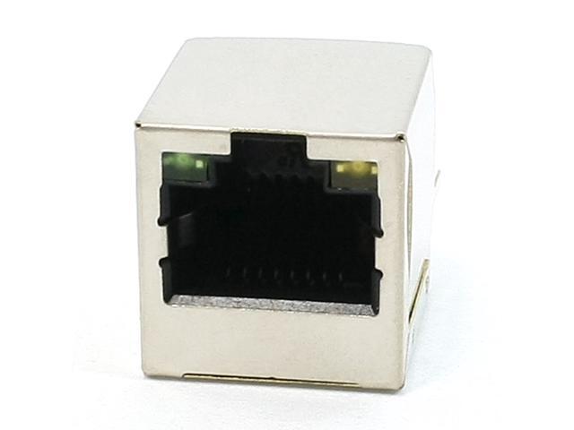 LED Indicator Light RJ45 8P8C Shielded PCB Jacks Network Ports 10 Pcs