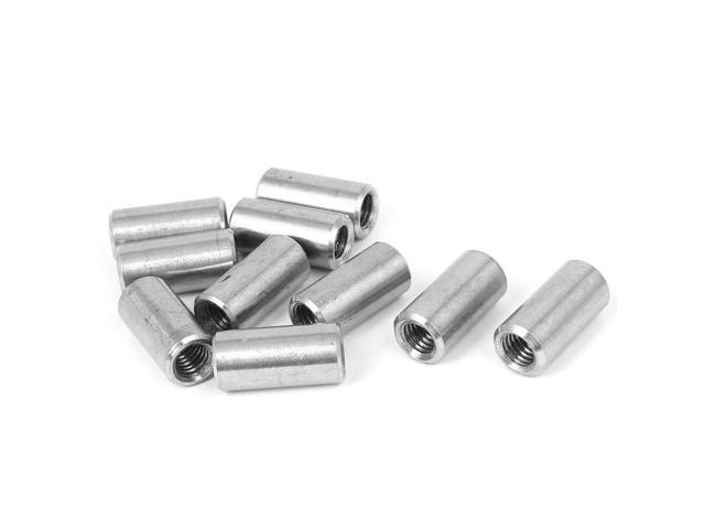10pcs M8 x 15mm Threaded Insert Tube Adapter Stainless Steel Round Connector Nut 