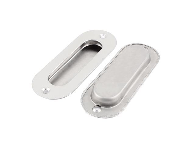 Drawer Cabinet Door Oval 4 Long Recessed Type Flush Pull Handle 2pcs