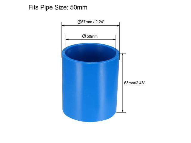50mm Straight PVC Pipe Fitting Coupling Adapter Connector Blue 2 Pcs 