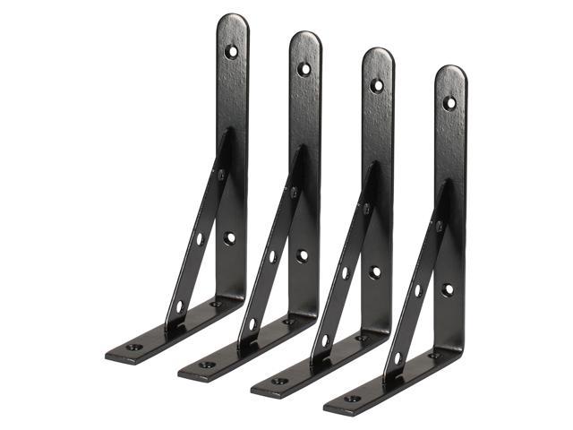 L Shaped Metal Brackets Tables Furniture Right Angle Corner Brace Bracket Cabinet Wood Wall Support Brackets Joint Bracket Fastener with Screw and Anchors for Shelves 4 Pcs Shelf Brackets