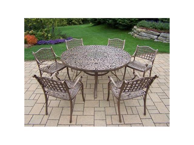 Oakland Living 2205t 2109c6 7 Ab Mississippi Piece Dining Set With 60 In Round Table Antique Bronze Newegg Com