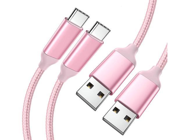 USB C Cable Pink 10 ft 3-Pack, Long Quick Charger Cord, Android Type C Fast