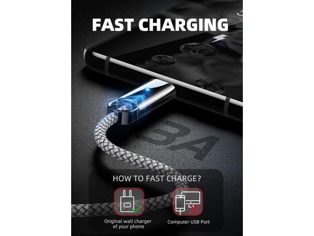 USB A to USB-C Fast Charger Nylon Braided Cord Compatible Samsung Galaxy Fold S8 S9 S10 Plus Note 9 8,Google Pixel 2 3 XL,LG V30,Moto Z3 Force USB Type C Cable,AkoaDa 3-Pack Red 3.3ft+6.6ft+10ft 