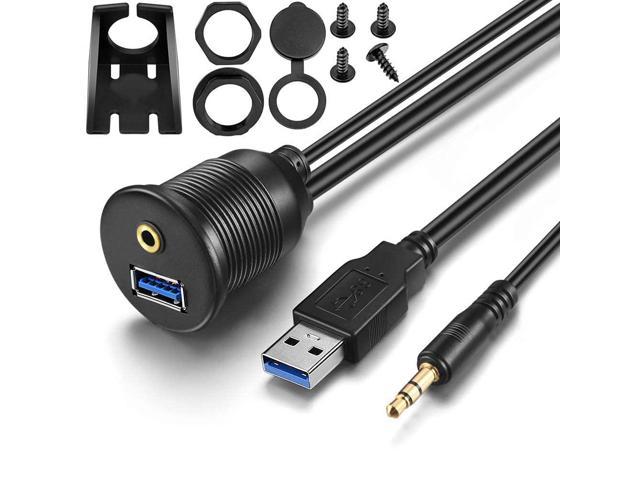 USB 3.0 & 3.5mm AUX Extention Flush Mount Cable for Car Boat Motor 2 Meter 