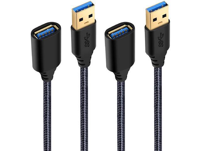 Hard Drive with 5 Velcro Ties Flash Drive USB 3.0 Extension Cable Type A Male to A Female Extender Cord 2 Feet 3 Pack 5Gbps Data Transfer 2ft to 15ft Compatible with Printer Mouse Keyboard 
