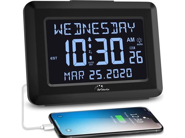 Metallic Gold… Dimming & Snooze Mode,12/24 Hour Display Loud Alarm Clock for Bedroom with Phone Charger,8.7'' Mirror Digital Clock Large Display Bed Shaker Alarm Clock for Heavy Sleepers Teens 