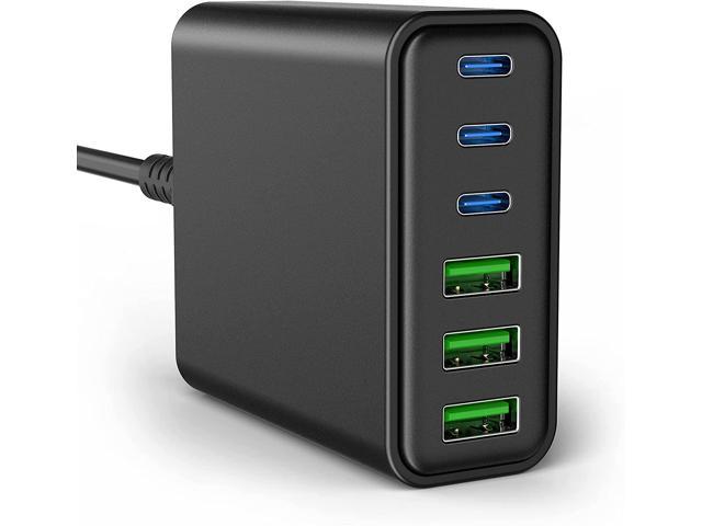 USB C Fast Charger, AtonPWR 90W 6-Port Desktop USB Charging  Station,Portable Fast Charger Adapter Wall Charger with 3 USB A and 3 USB C  Ports for iPhone 13/12/Pro/Max/Mini,iPad Pro/Air,Galaxy and More -
