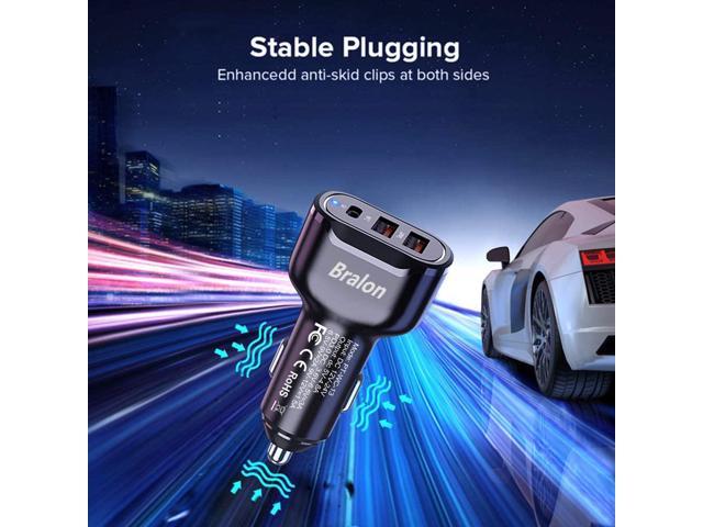 PD 3.0 20W & Dual USB-A 24W/4.8A USB C Car Charger,Bralon 44W /12 mini/11/11 Pro /XS/XR/X/8/7 Plus,Galaxy Note S10 S9 S8 S7 Mp3&More Max Max Fast Car Charger Adapter Compatible with Phone 12/12 Pro 
