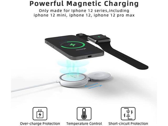 CIVPOWER Portable Wireless Charger 2 in 1 Magnetic Charging for Apple Watch Series SE/7/6/5/4/3/2/1 & Compatible with MagSafe Charger for iPhone 13/12/Pro/Pro Max/Mini