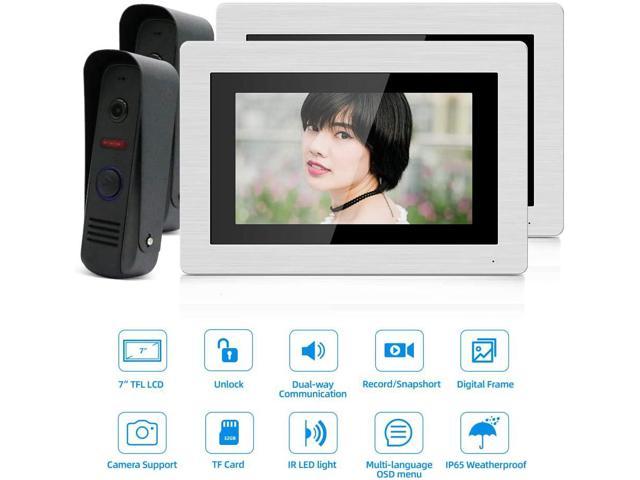 KDL 7 Wired Color Video Door Phone Intercom System Video Doorbell Waterpoof Camera Indoor Monitors with 12 Ringtone/Night Vision/Two-Way Audio for Home Safe 1 Monitor