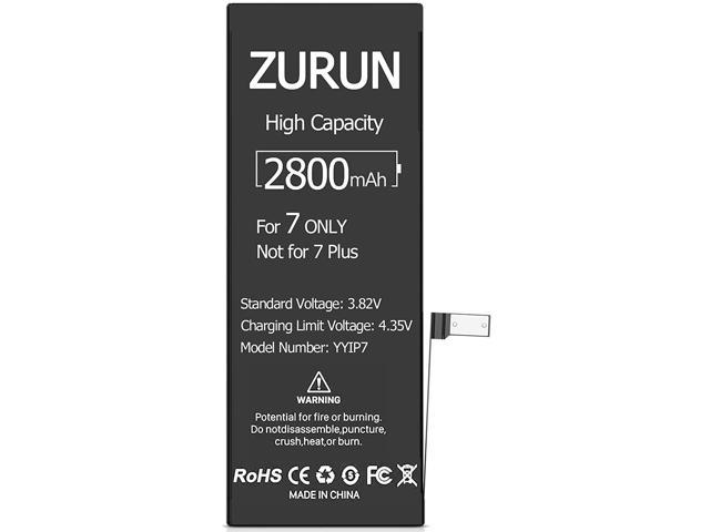 ZURUN High Capacity Li-ion Polymer Replacement Battery Compatible with iPhone 7 A1660, A1778, A1779 2800mAh Battery for iPhone 7 with Professional Replacement Kit Tools 