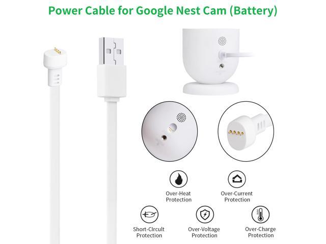 with 16.4Ft/5m Weatherproof Charging Cable Continuously Power Your Nest Cam Battery - White Battery Power Adapter for Google Nest Cam 